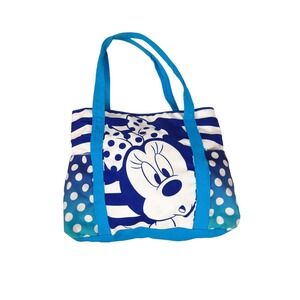 Disney Minnie Mouse Striped with Polka‎ Dots Beach Bag Blue and White Girls